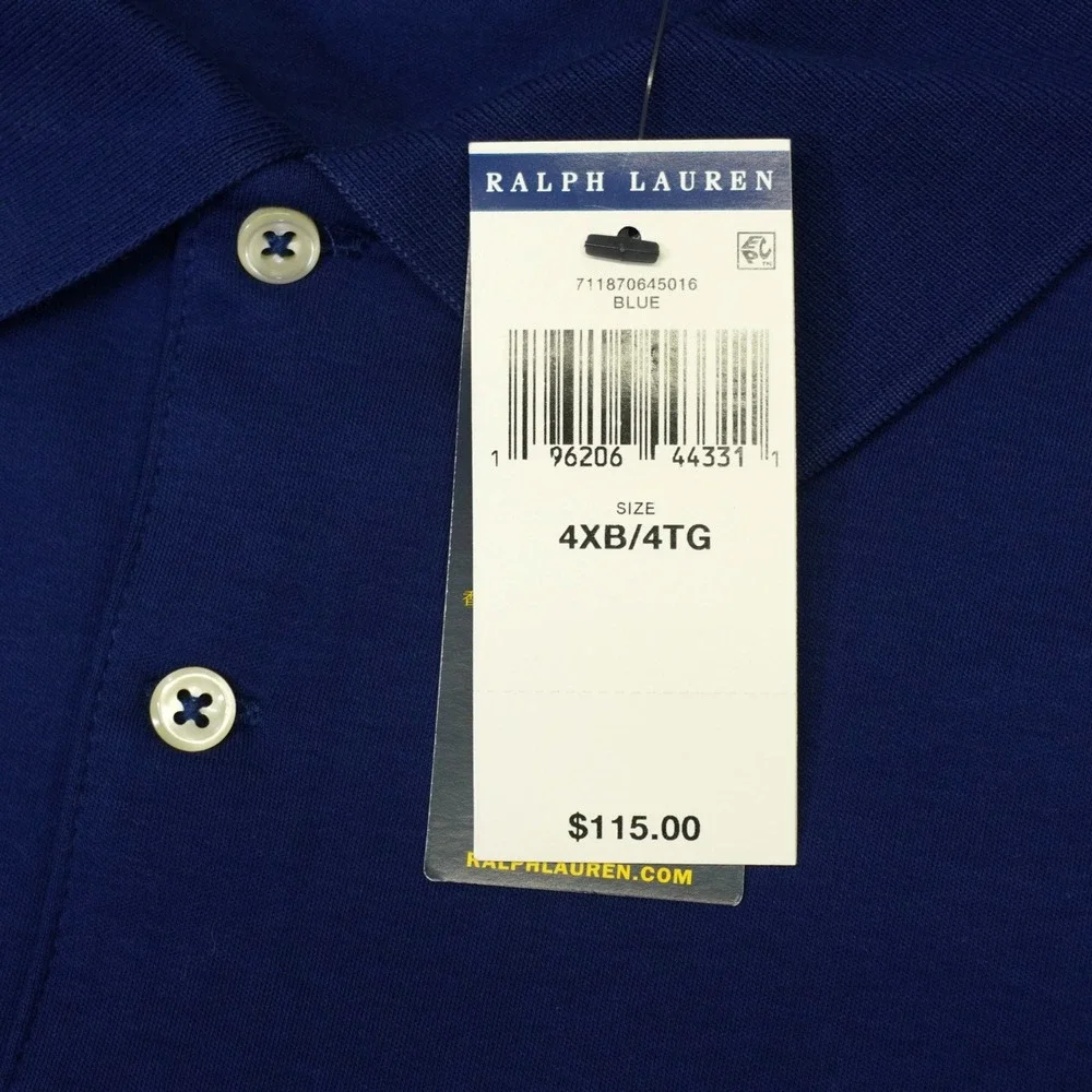 Polo Ralph Lauren Polo Shirt Men 4XB Blue Short Sleeve Classic Fit Flesh Pony